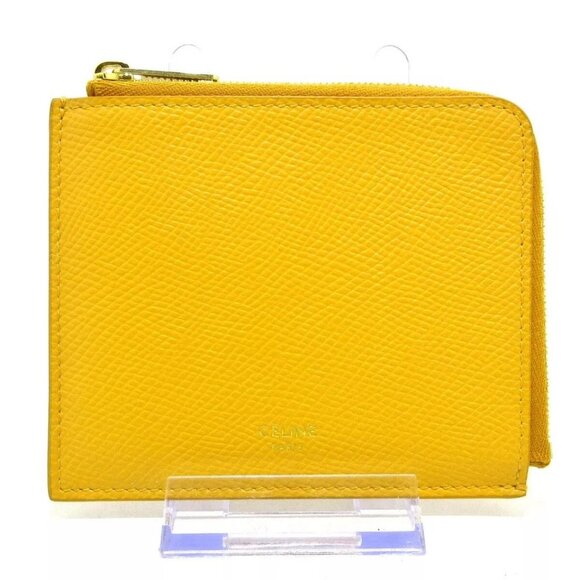 Auth CELINE - Orange Leather Coin Case
